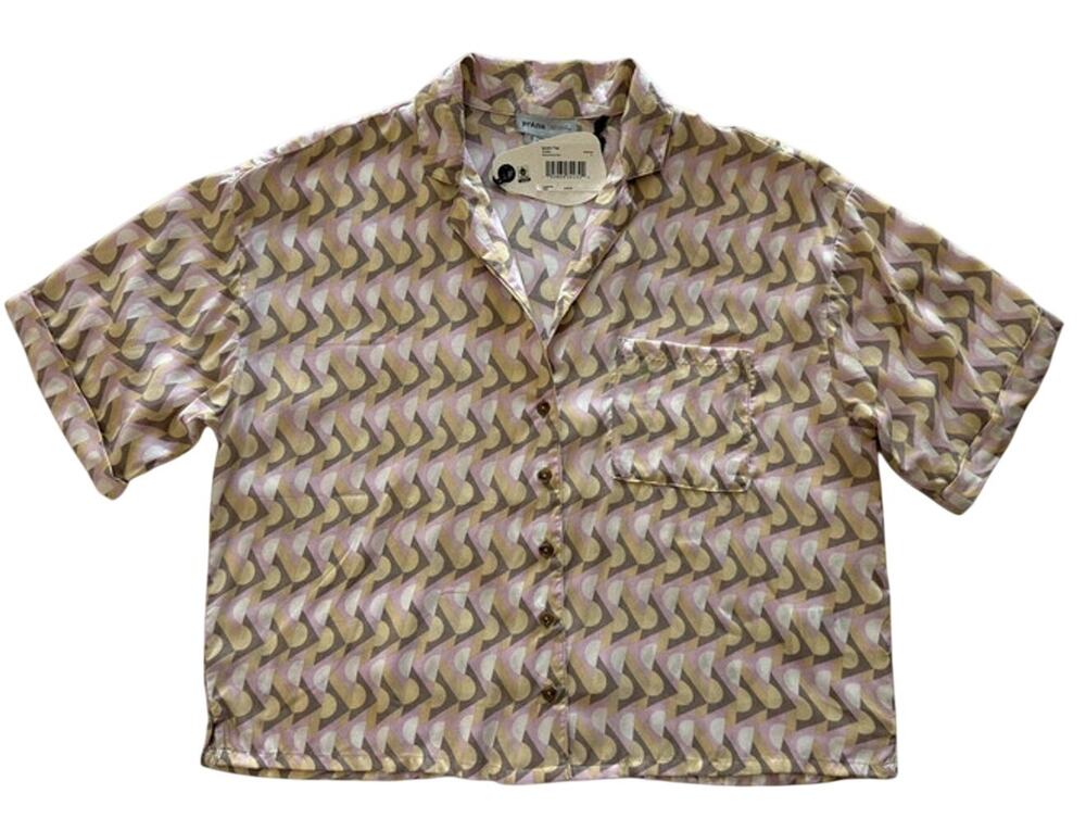 PrAna Iguala Top Women’s Small Willow Retro Geo Button Up Shirt NWT $79